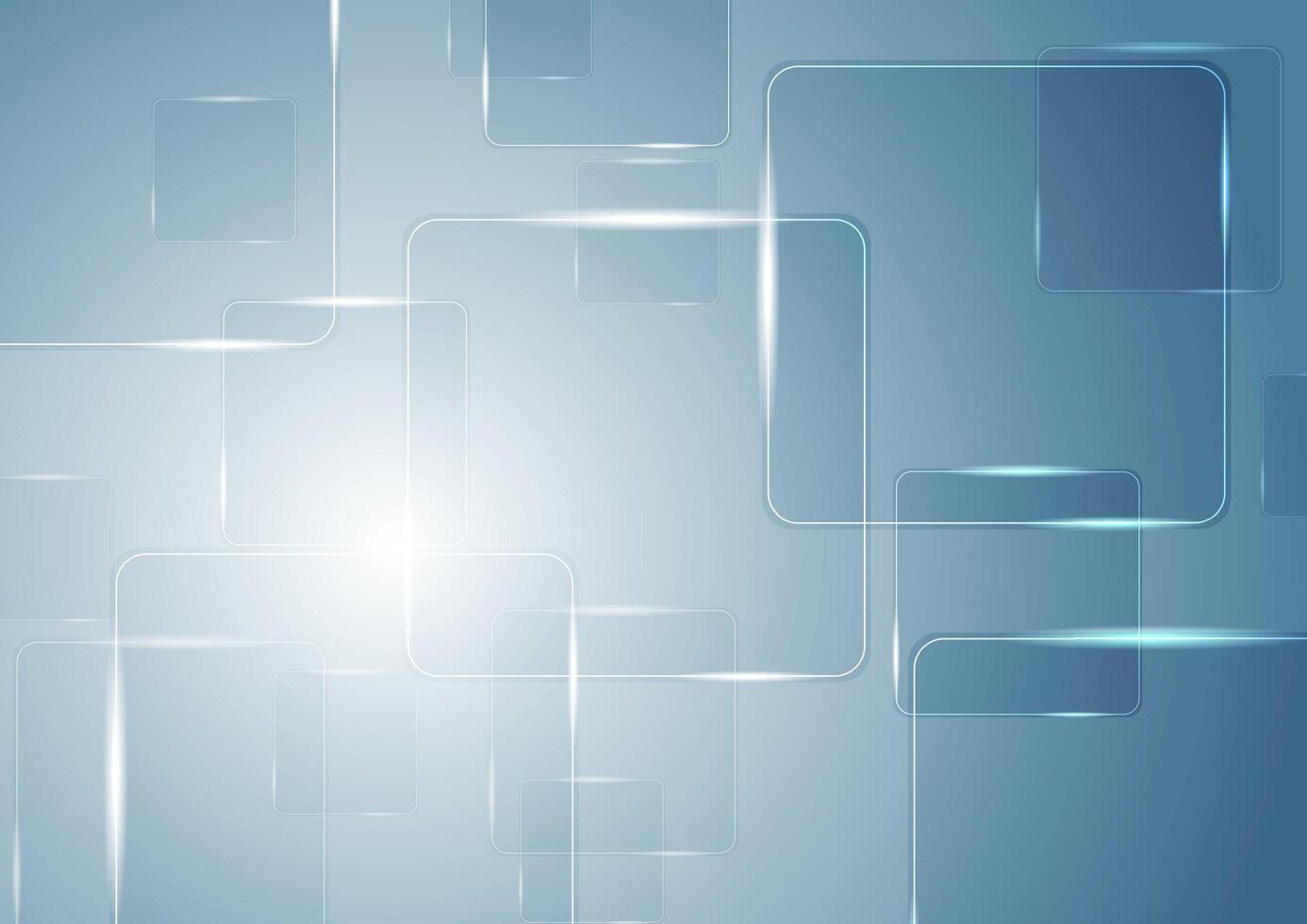 Bright blue glossy squares tech design vector