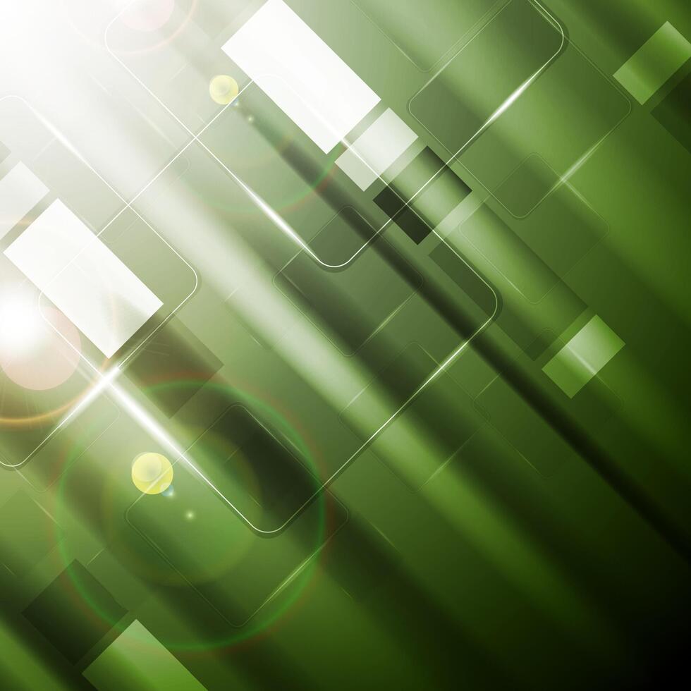 Green vibrant tech background with glossy squares vector