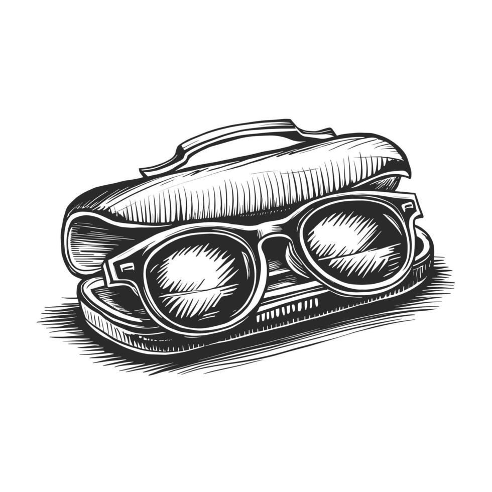A black and white drawing of a pair of glasses vector