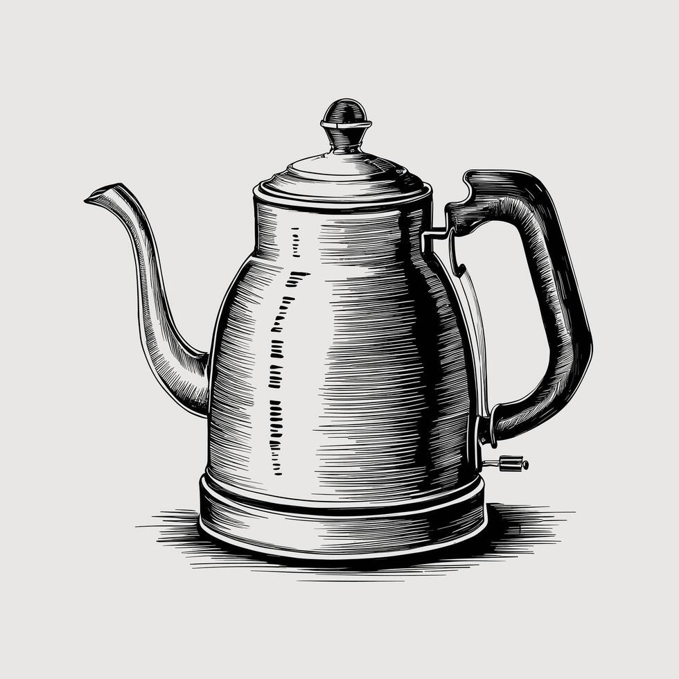 A drawing of a kettle on a white background vector