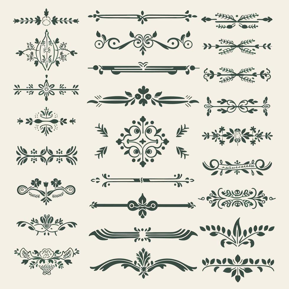 Set of vintage floral design elements, decorative elements and decorative elements vector
