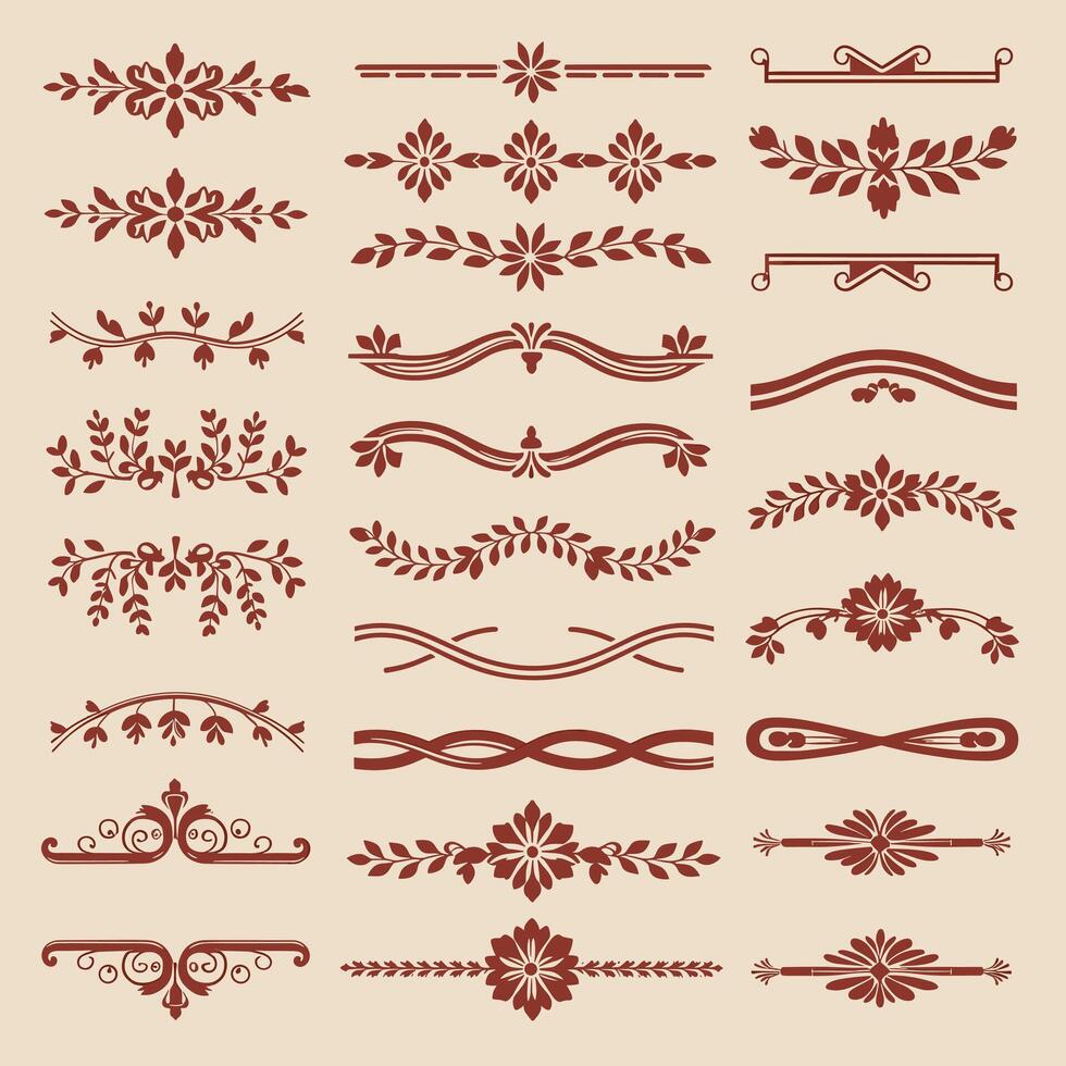 Set of vintage decorative elements illustration vector