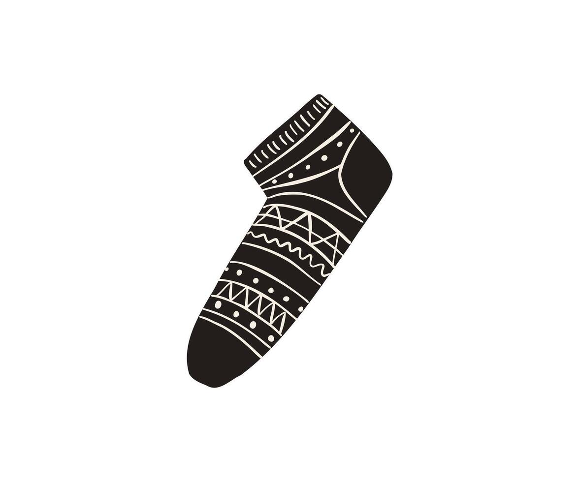 Christmas sock in flat style. Hand drawn illustration. vector
