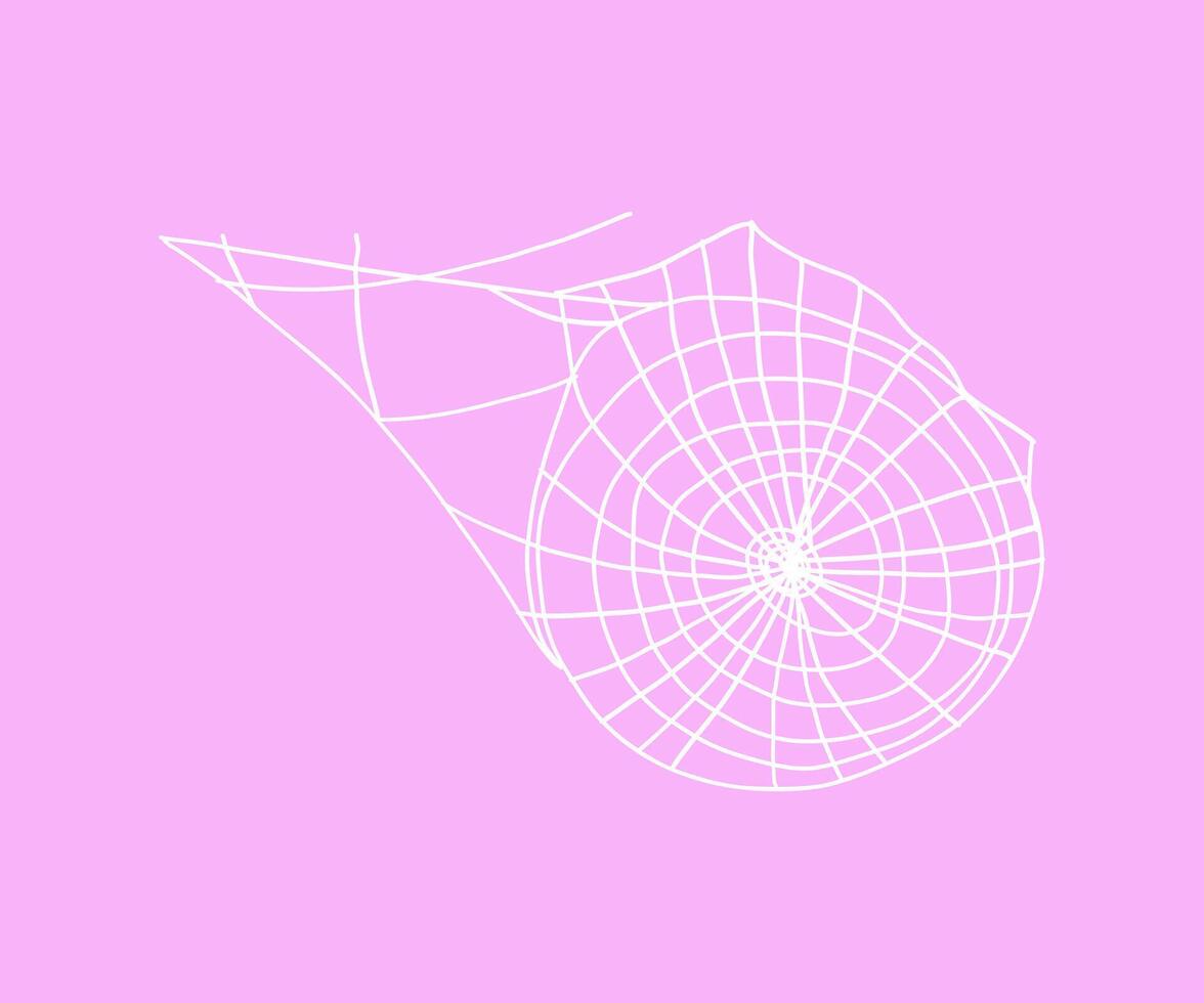 Spider web in flat style. Hand drawn illustration. vector