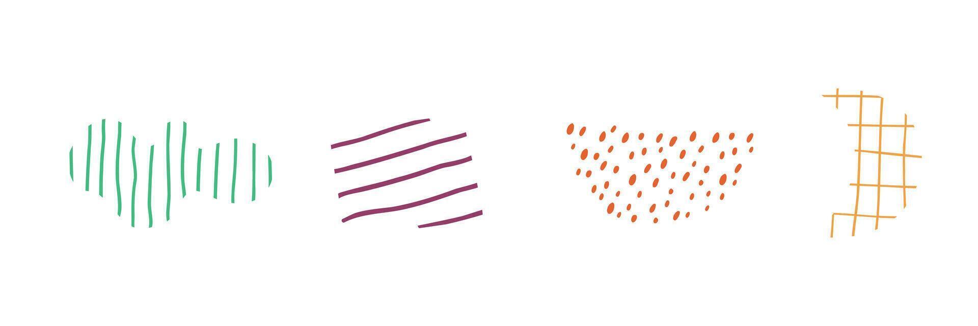 Set with abstract shapes and fillers. Flat illustration, abstraction. Hand drawn illustration. vector