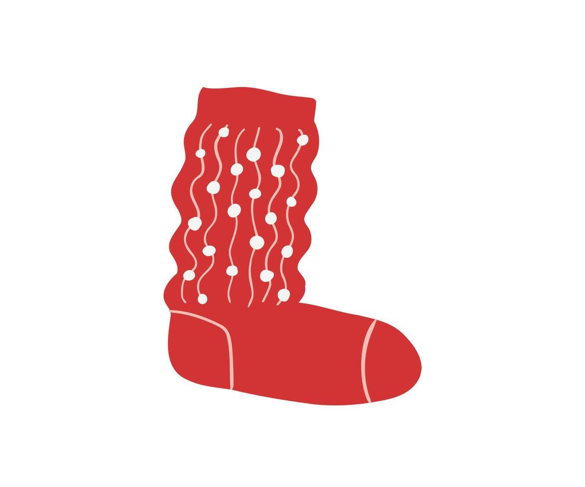 Christmas sock in flat style. Hand drawn illustration. vector