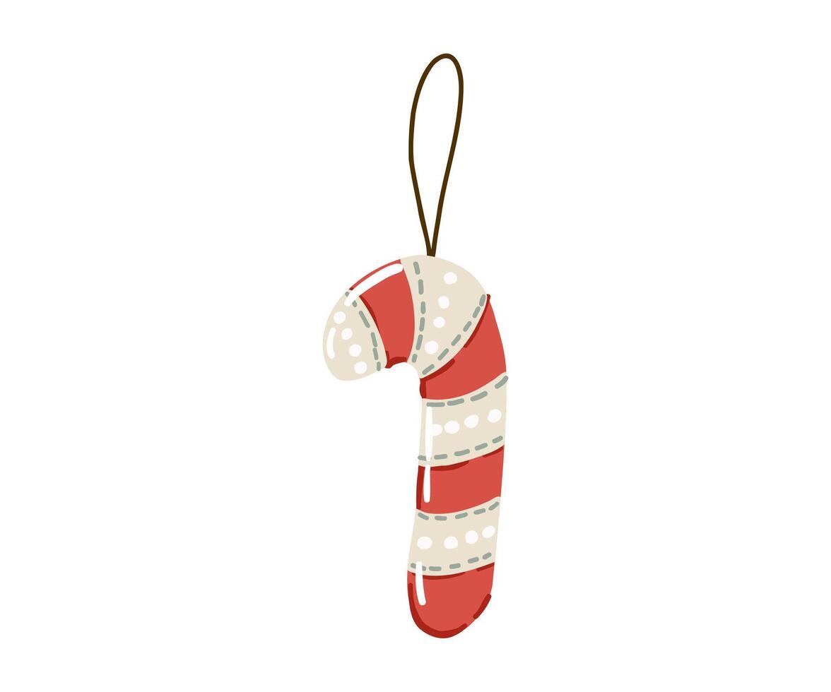 Christmas ornament lollipop for the tree is drawn in a flat style by hand. New Year, Christmas, Holiday. vector