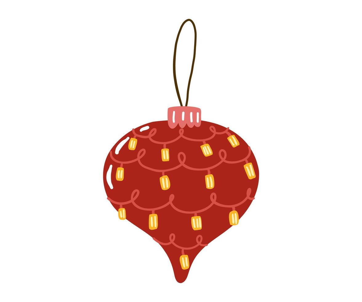 Christmas decoration for the tree is drawn in a flat style by hand. New Year, Christmas, Holiday. vector