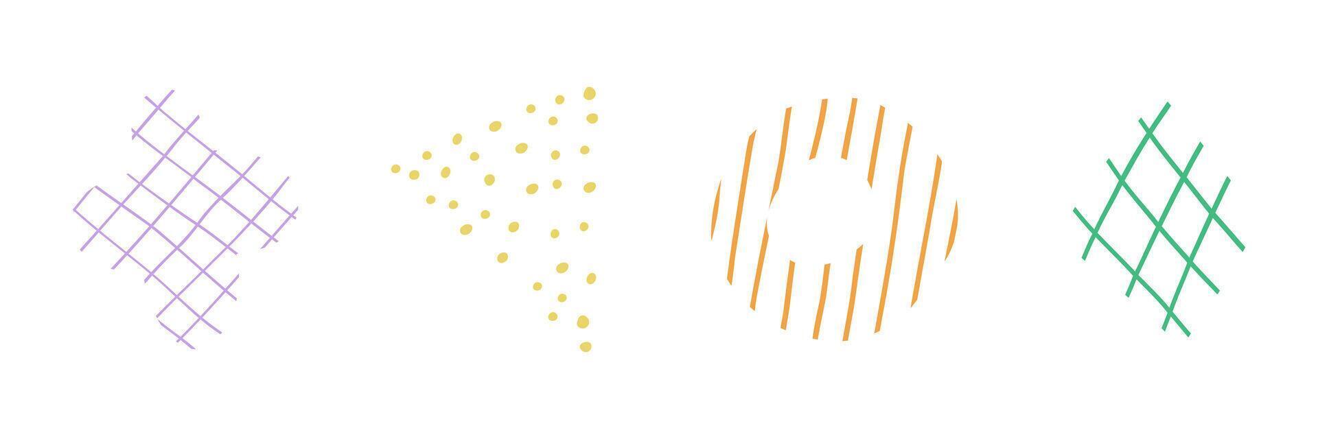 Set with abstract shapes and fillers. Flat illustration, abstraction. Hand drawn illustration. vector