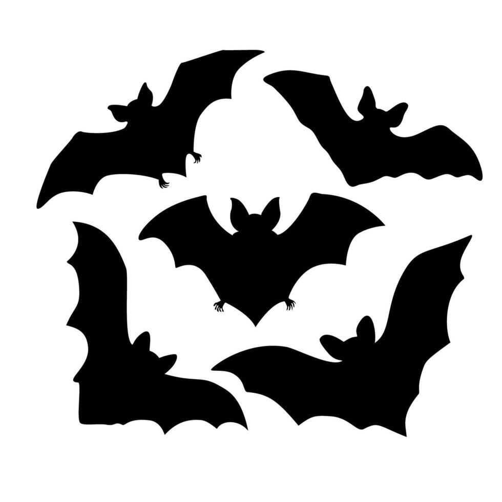 Silhouette of Flying Bats in Dark Halloween Theme vector