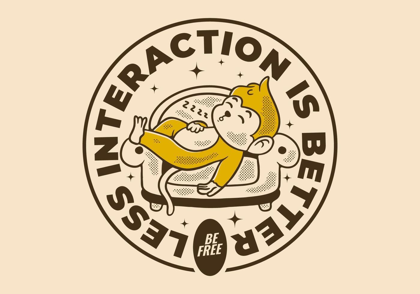 Less interaction is better, be free. Character design of monkey sleep on the sofa vector