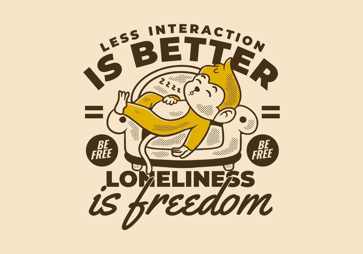 Less interaction is better. Character design of monkey sleep or relax on the sofa vector