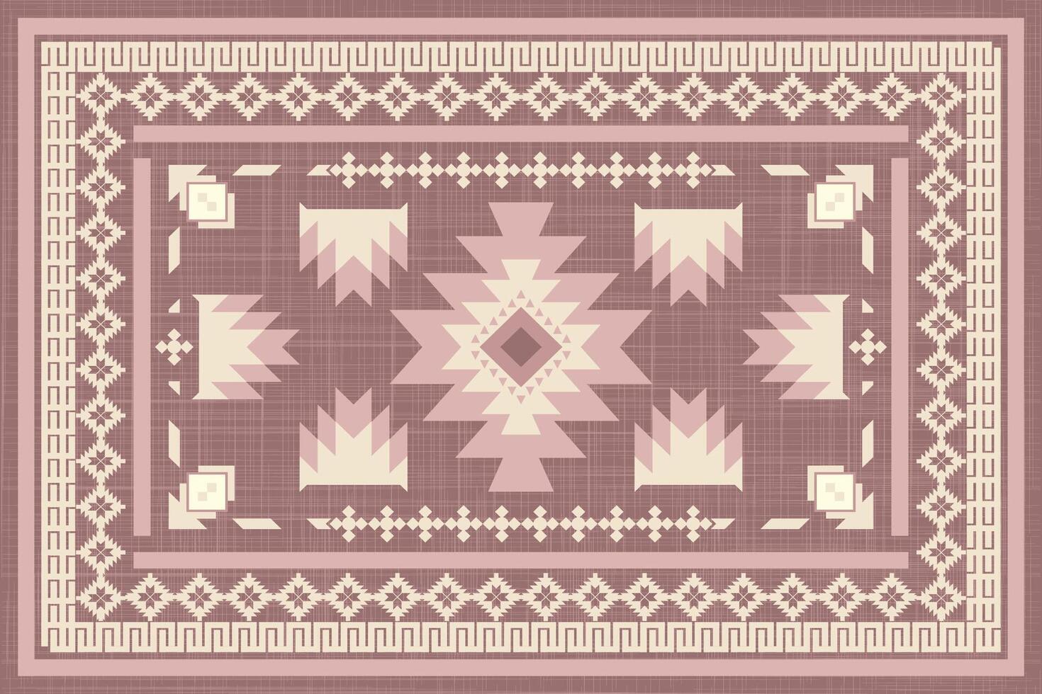 Southwestern geometric rug in soft pink and beige tones designed for interiors. A modern, bohemian textile that adds warmth and elegance to any space. vector