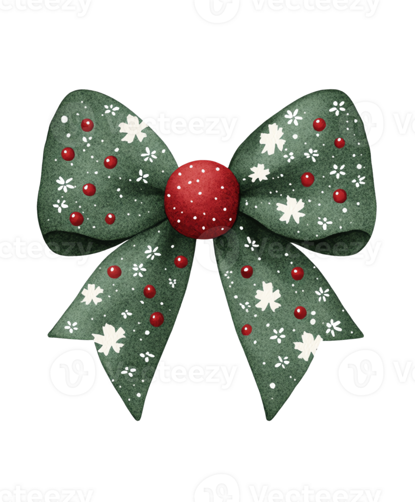 A christmas bow with red and green flowers png