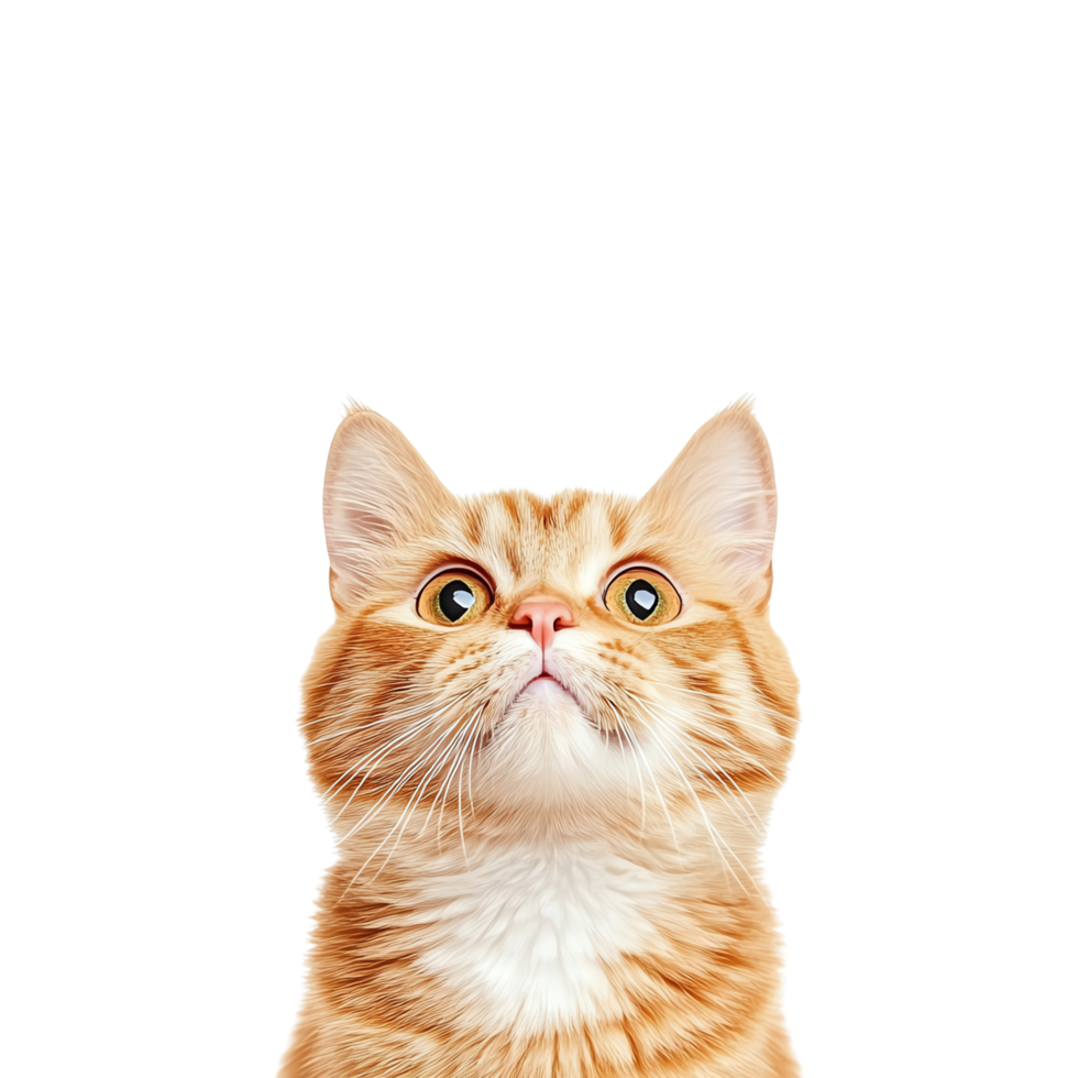 un naranja gato es mirando arriba a alguna cosa png