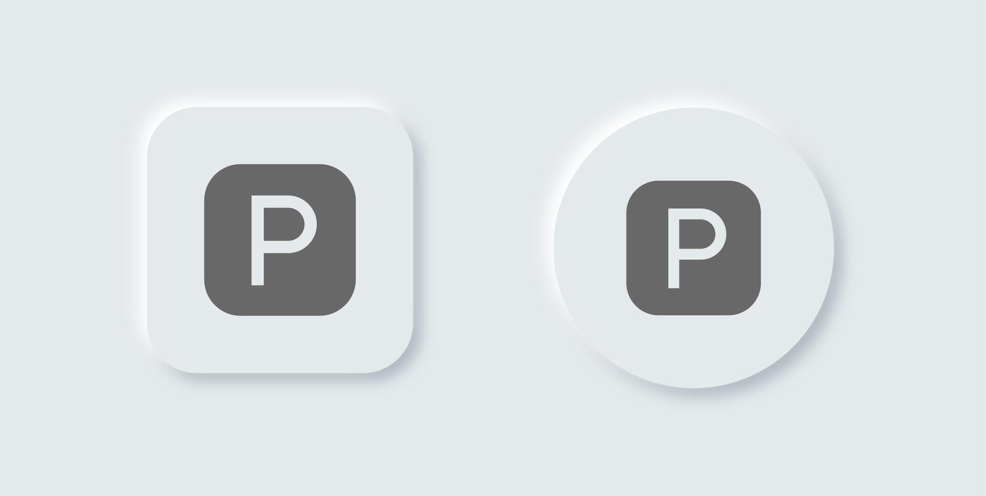 Parking solid icon in neomorphic design style. Automobile signs illustration. vector