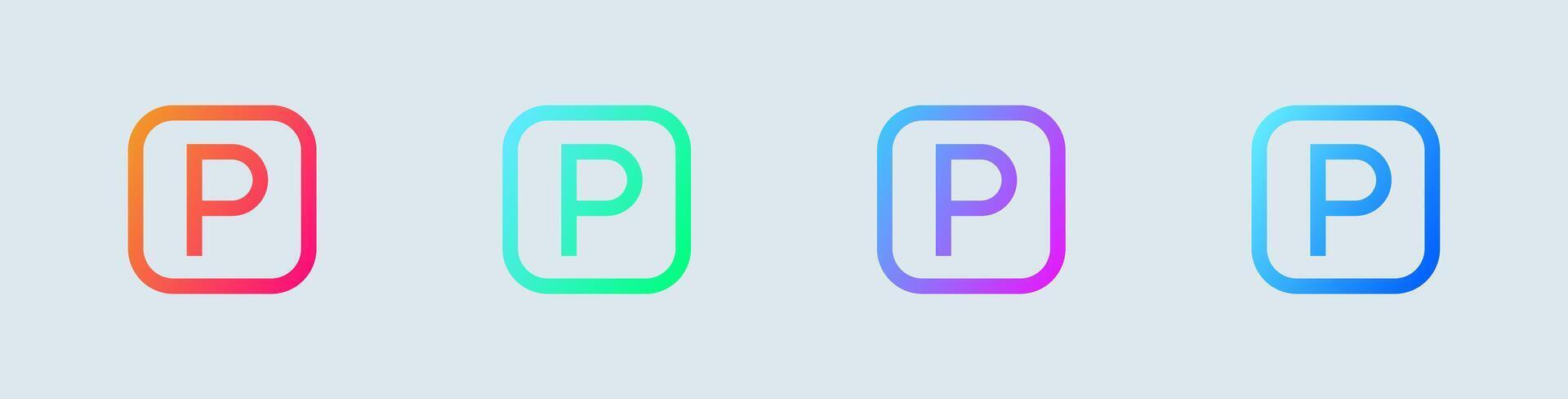 Parking line icon in gradient colors. Automobile signs illustration. vector