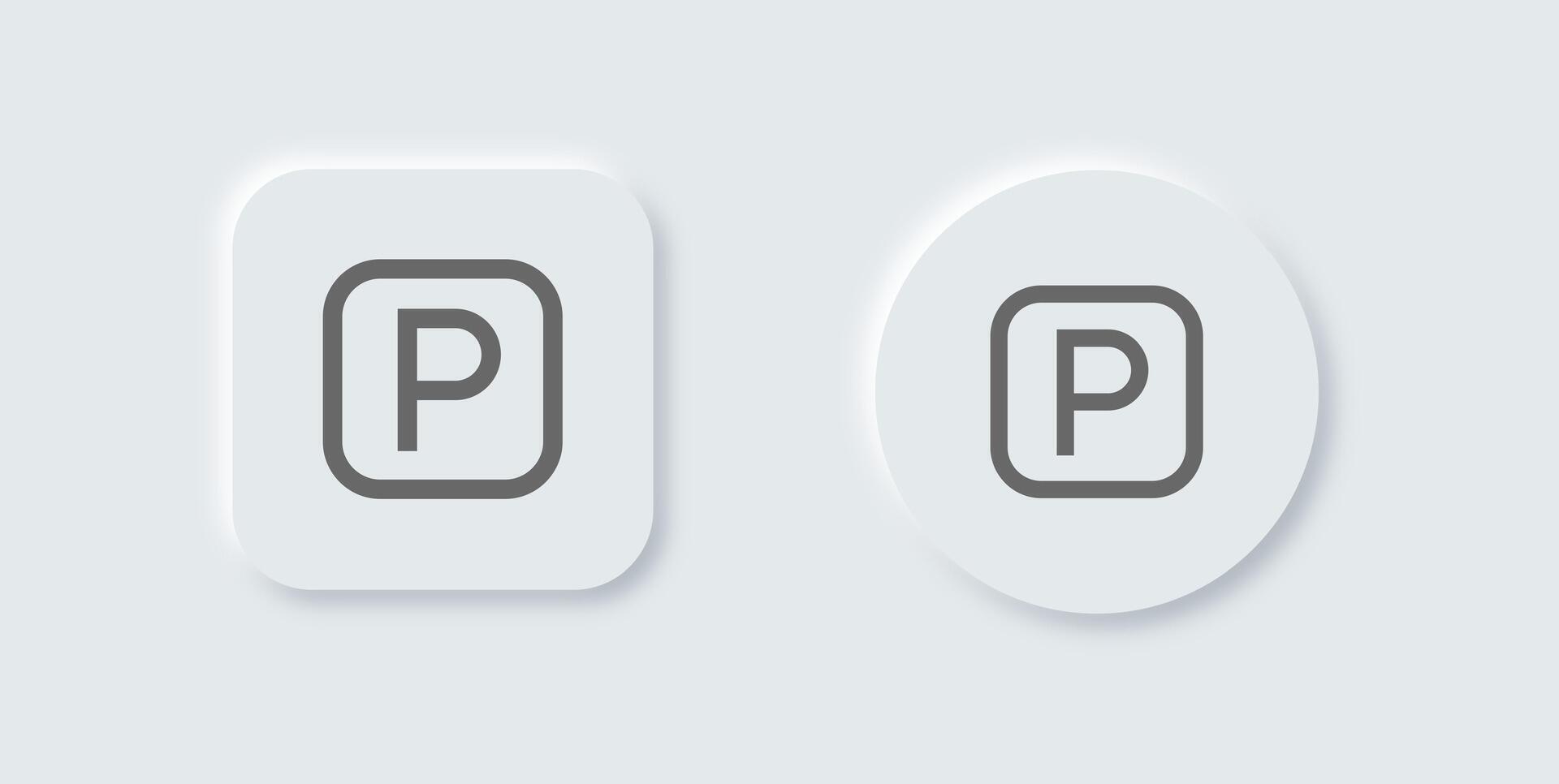 Parking line icon in neomorphic design style. Automobile signs illustration. vector