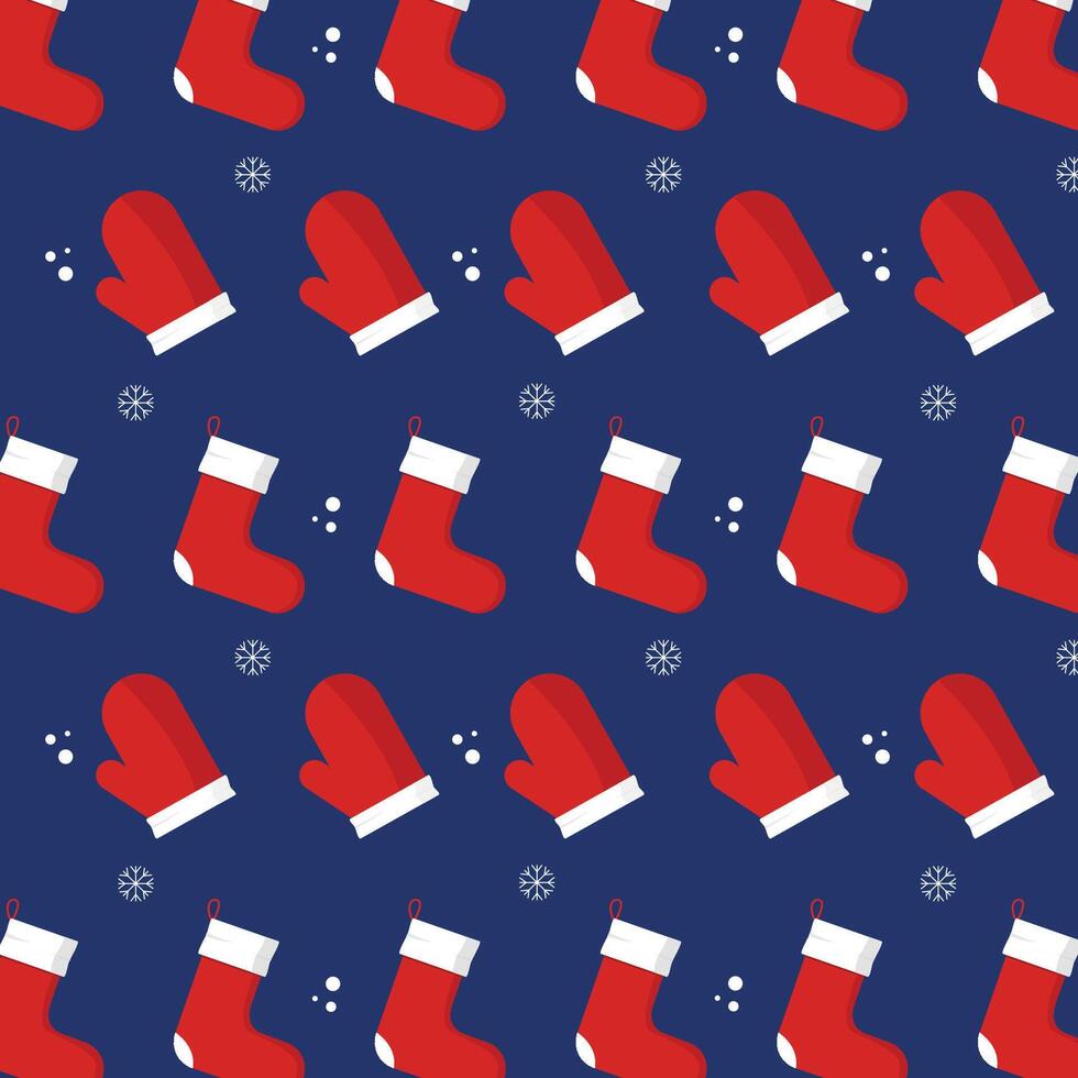 Seamless pattern with Santa's mittens and socks. vector