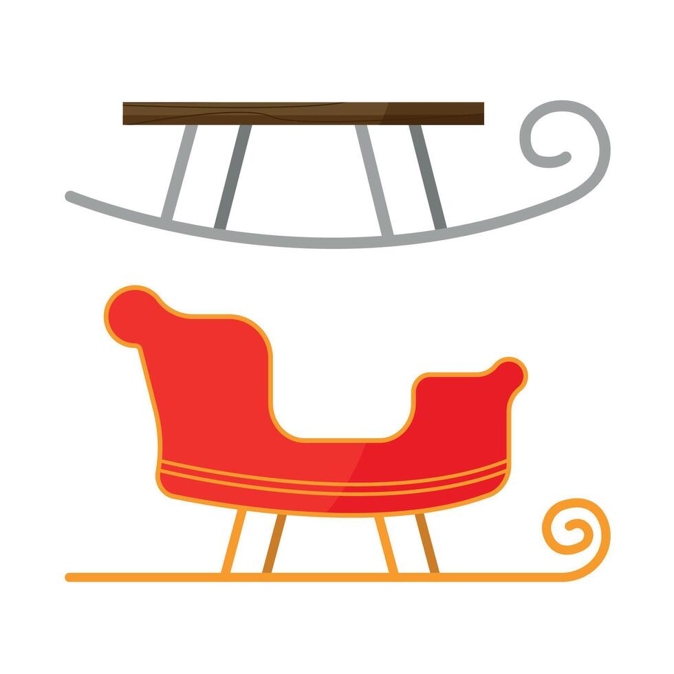 Set of Santa Claus sleigh icons on white background. vector