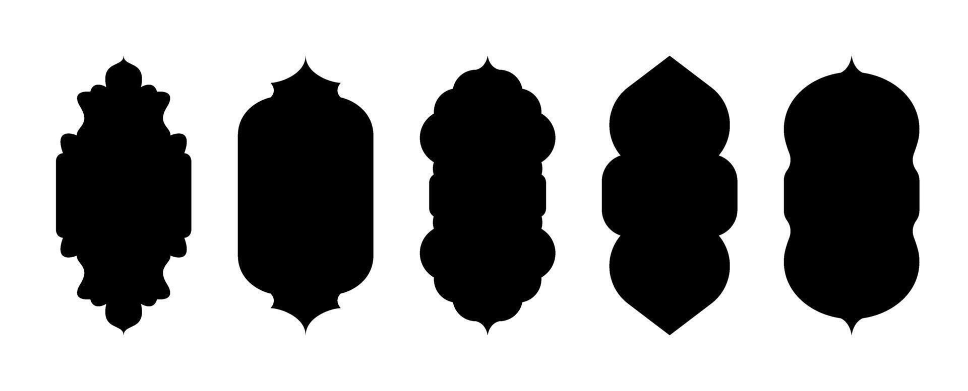 Architectural type of black arches shapes and forms. Traditional western and Islamic culture design. silhouette isolated on transparent background. Arch, door and window design collection vector