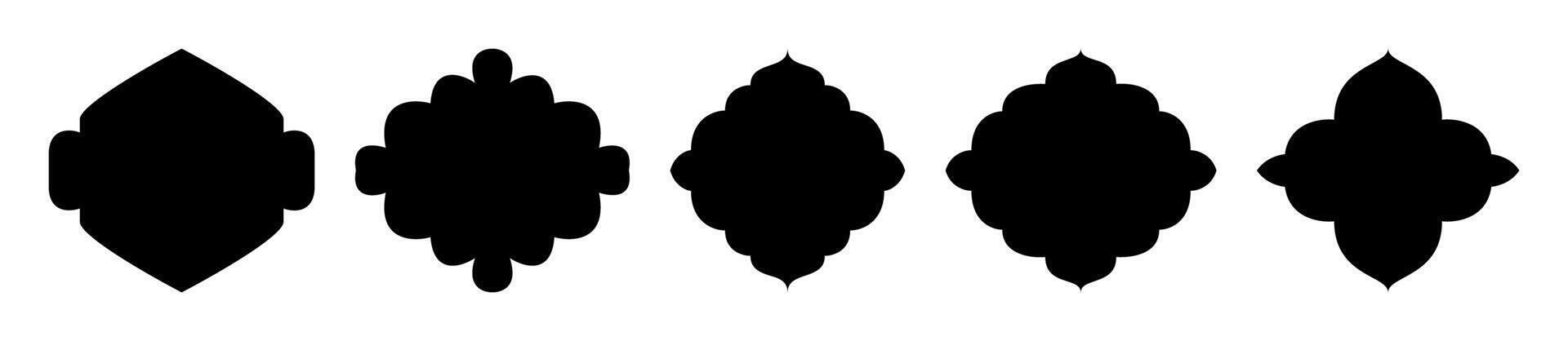 Islamic arches and windows with Arabic, Moroccan, Turkish design. Mosque doors, flat shapes. Editable frames for Ramadan, Eid Mubarak promotions. Transparent background for design templates vector