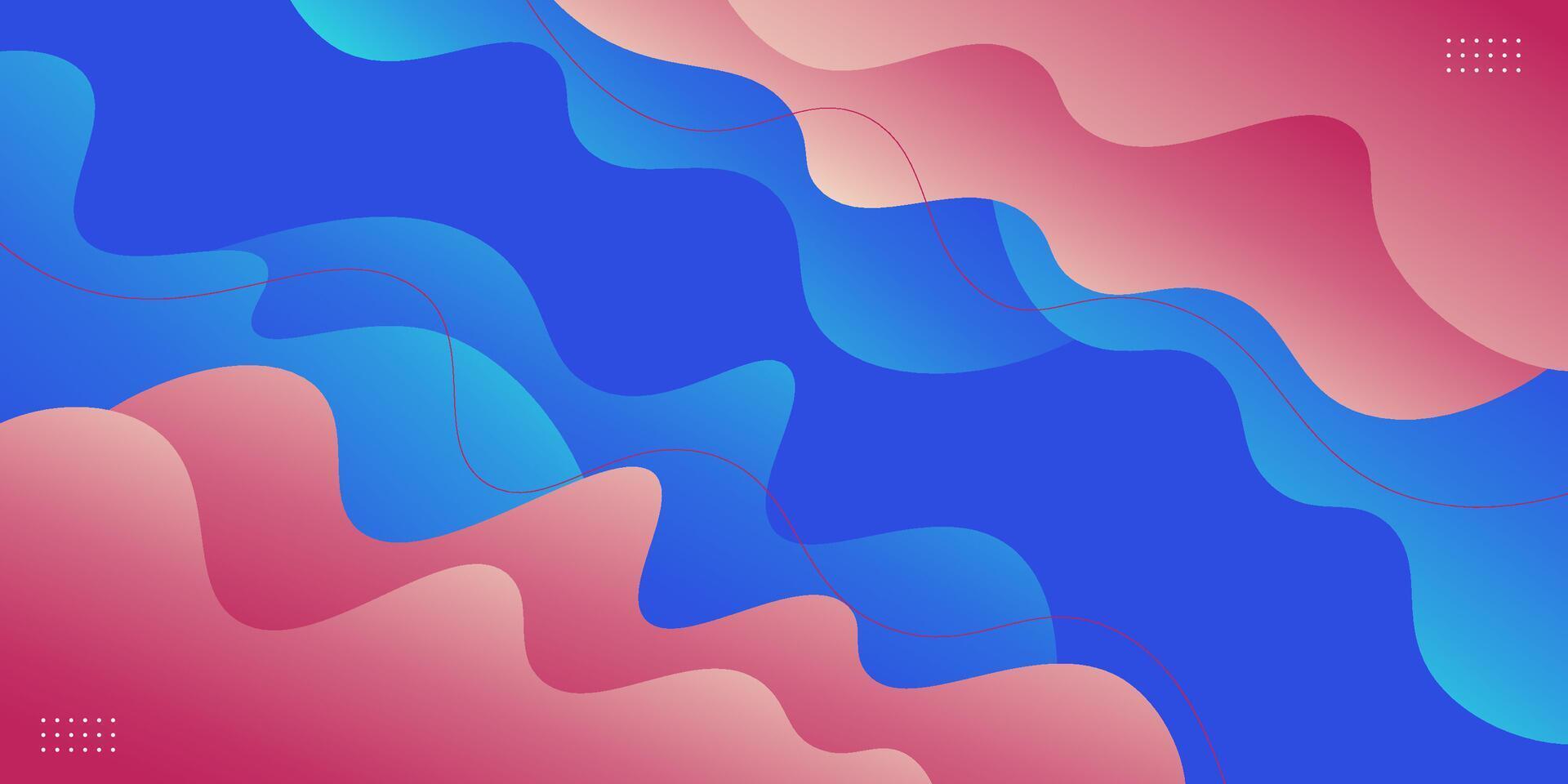 Bright blue wave background with pink liquid shapes in the background. Liquid abstract composition. eps10 vector