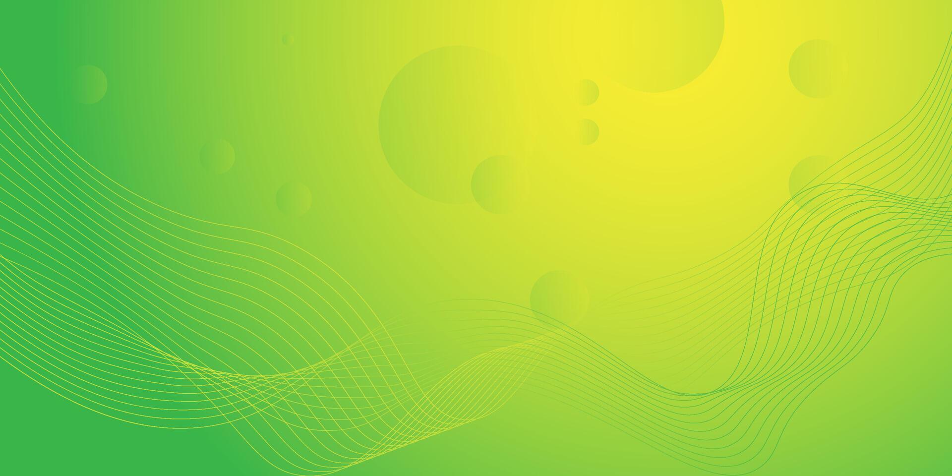 Green geometric business banner background with bright yellow combination on design. Creative banner design with wavy line shape as template. Simple horizontal banner. vector