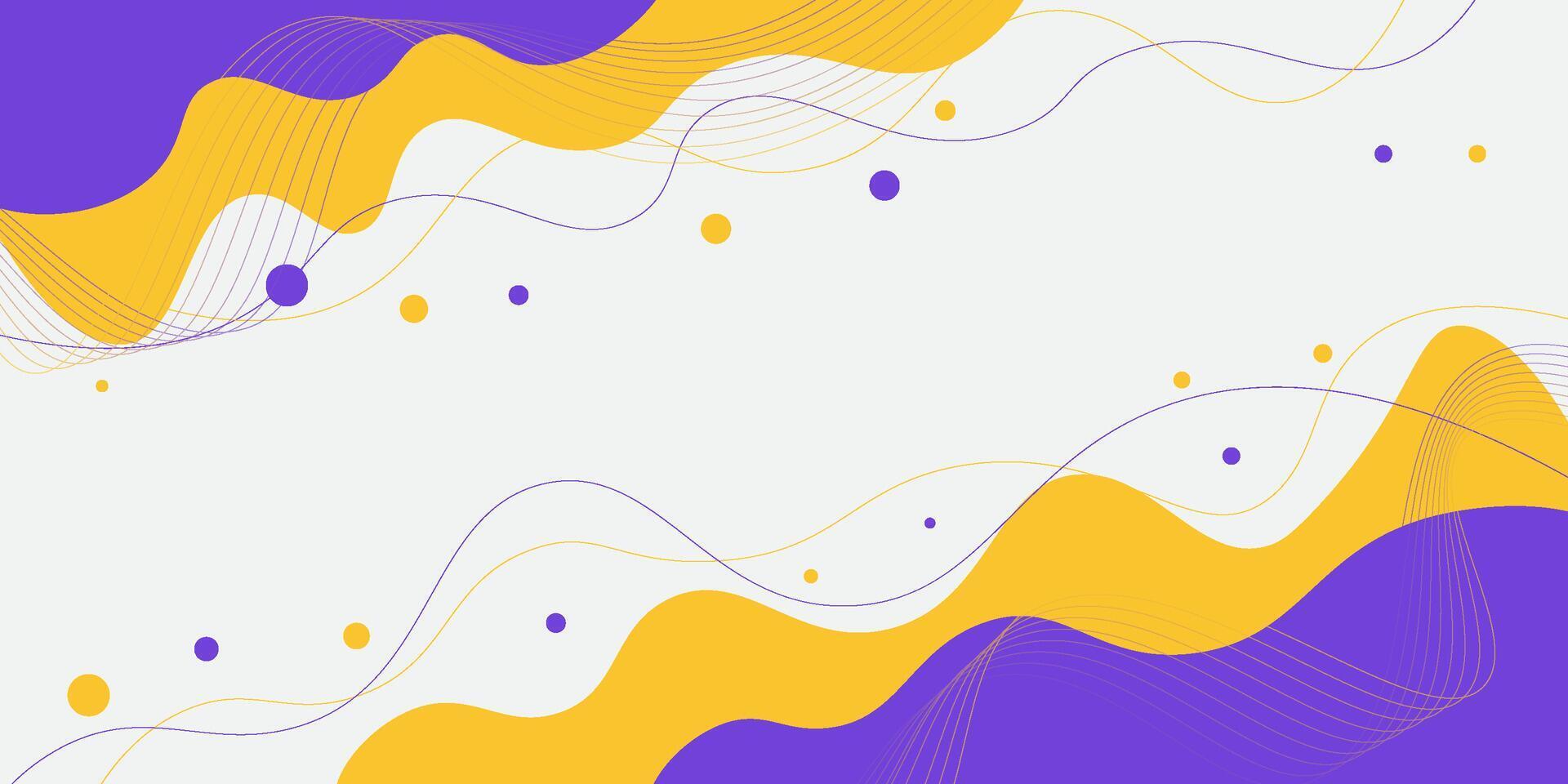 Yellow and purple geometric business banner design. Creative banner design with wave and line shapes as template. Simple horizontal banner. vector