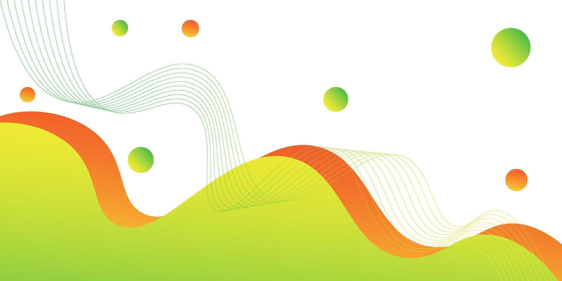 Modern green and orange geometric business banner design. Creative banner design with wave shapes and fluid lines on white background as a template. vector