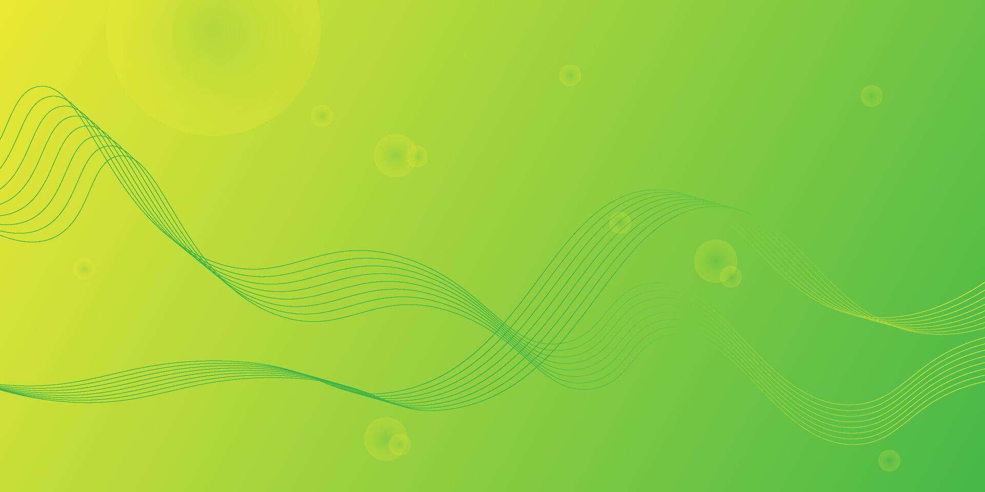 Green geometric business banner background with bright yellow combination on design. Creative banner design with wavy line shape as template. Simple horizontal banner. Eps10 vector