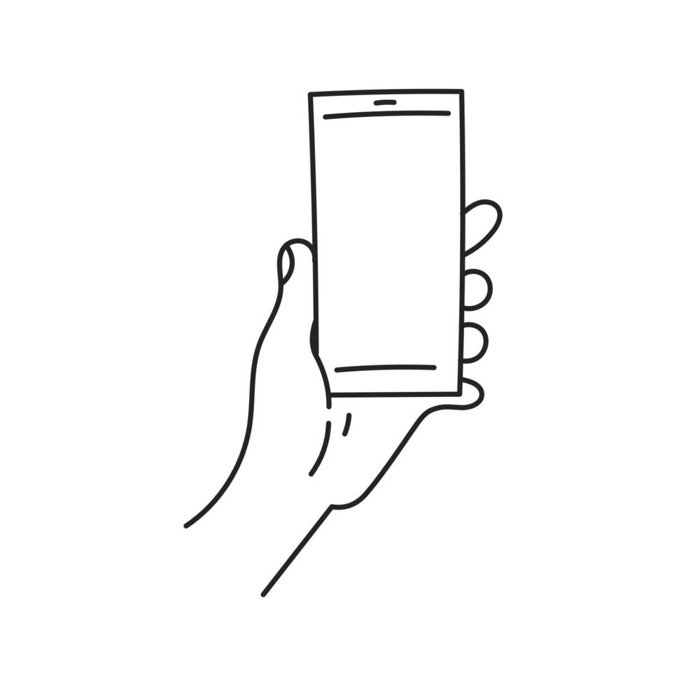 Hand Holding Smartphone Line art vector