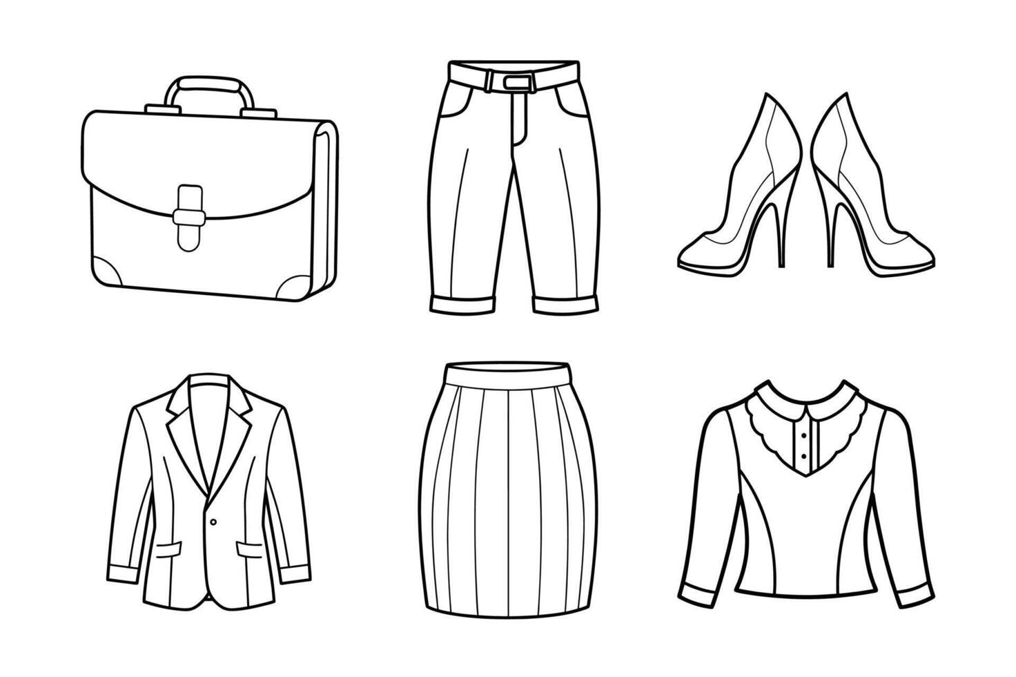 Office Chic Line Art Bundle Featuring Professional Attire vector