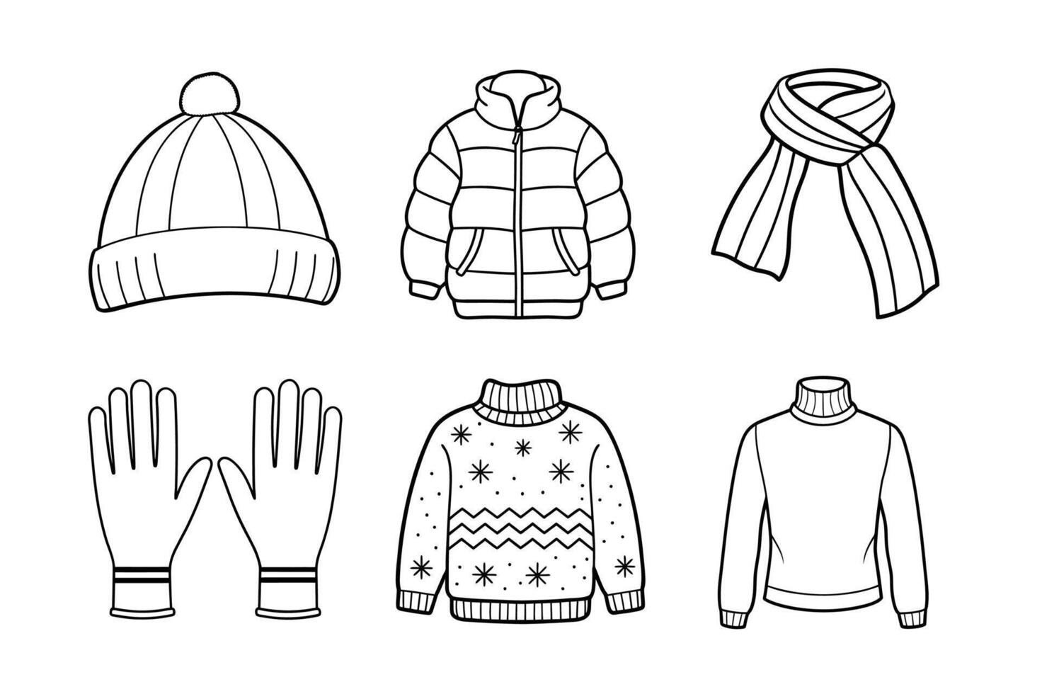 Winter Wear Art Bundle with Cozy Apparel vector