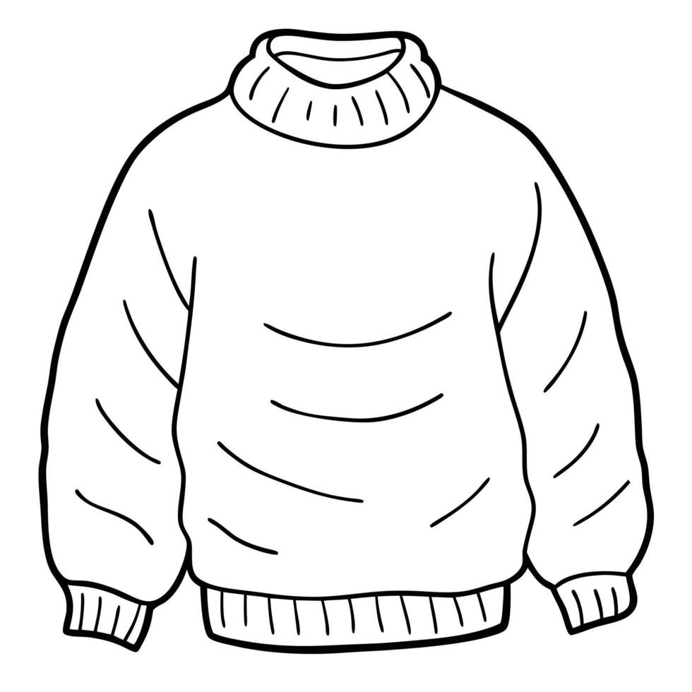 Oversized Sweater Line Art Illustration of Chunky Textured Knit vector