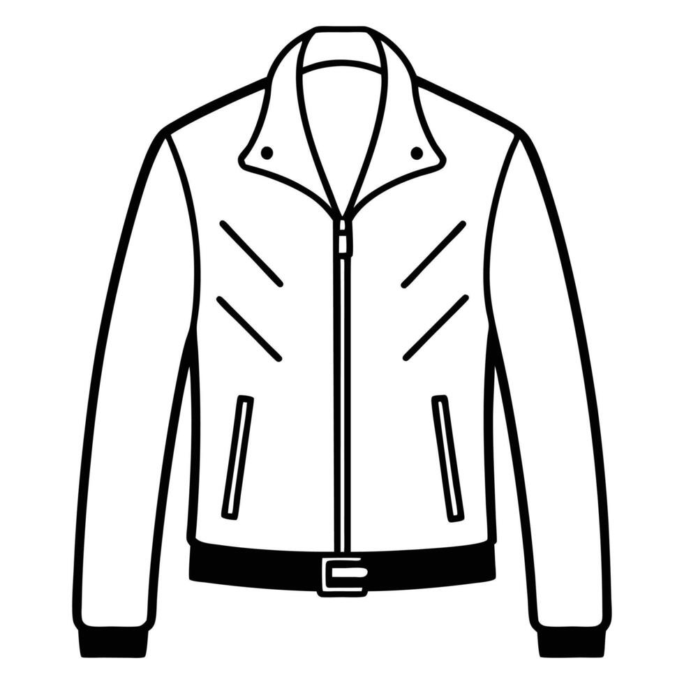 Leather Jacket Line Art Illustration of a Tough Edgy Jacket vector
