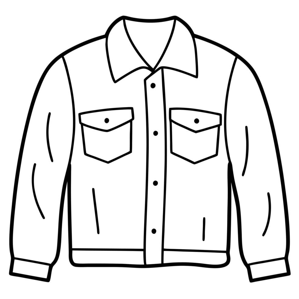 Denim Jacket Casual Line Art Illustration of Stylish Sleeves vector