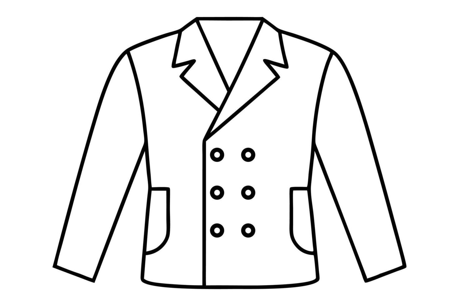 Peacoat Line Art Illustration of Tailored Coat with Large Buttons vector