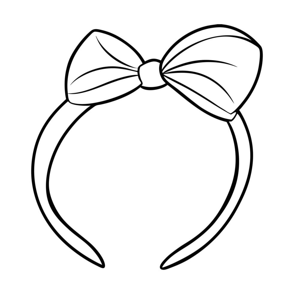 Chic Headband with Bow Fashion Line Art Illustration vector