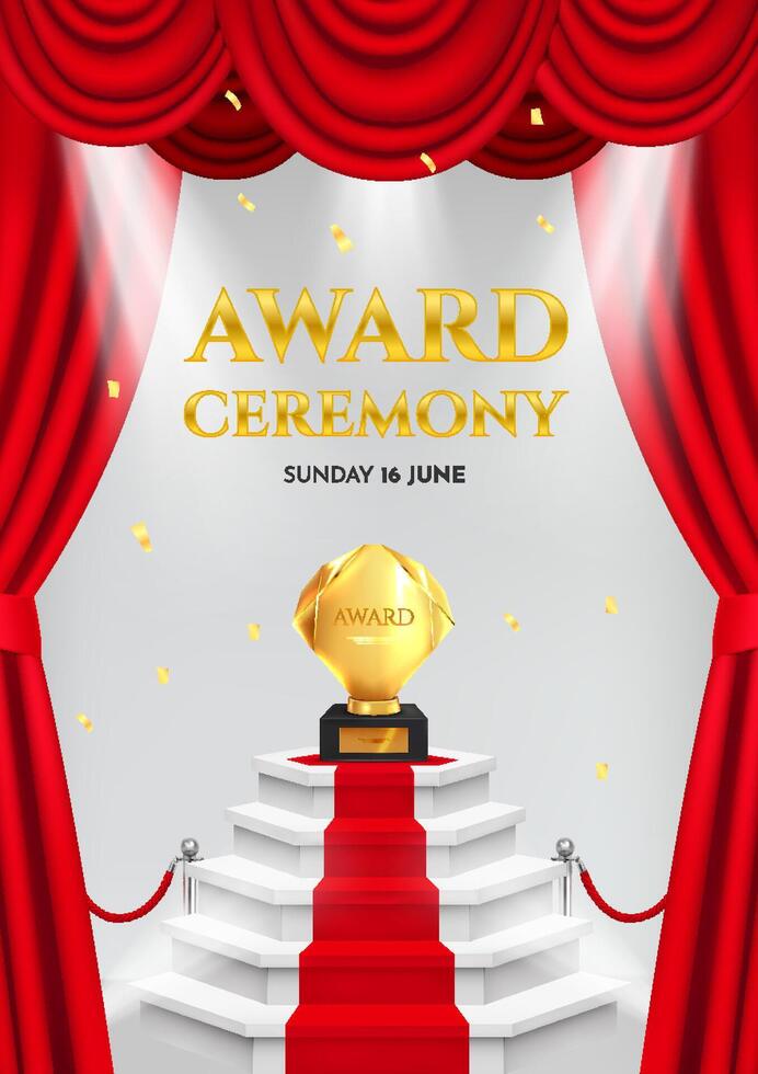 Red carpet poster in realistic style vector