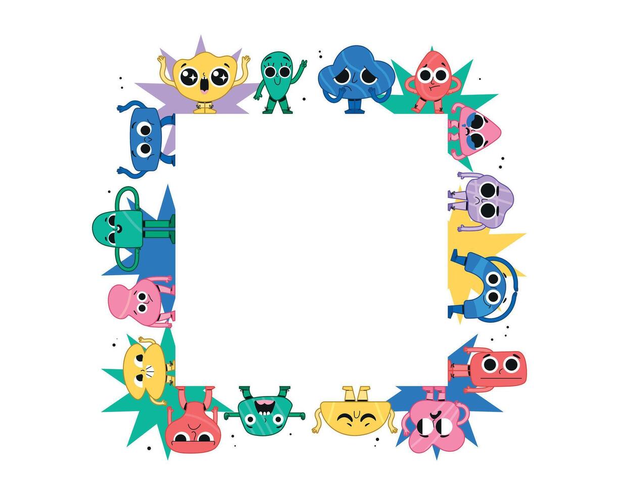 Flat abstract character emotions frame vector