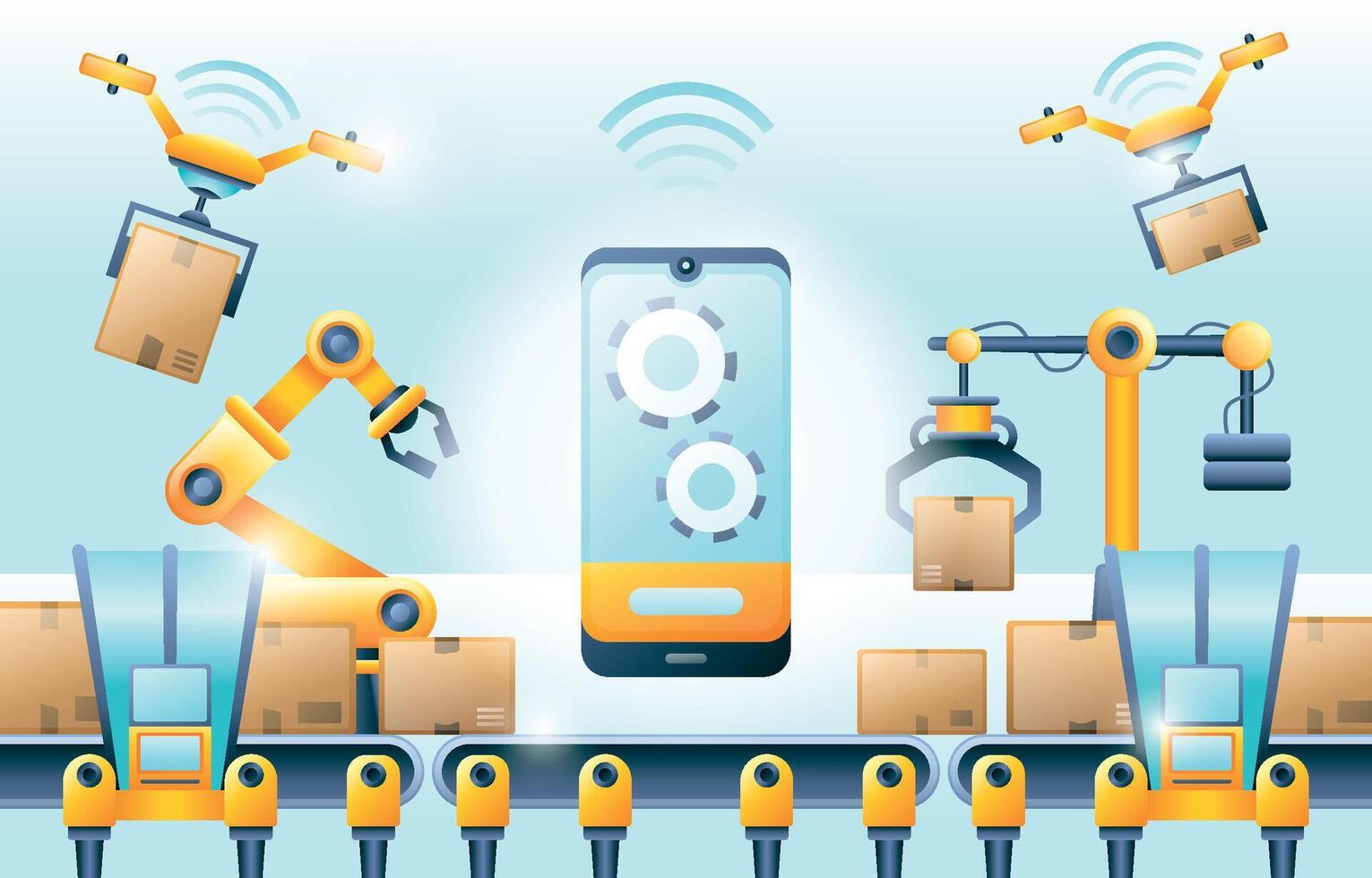 Smart industry flat cartoon illustration vector