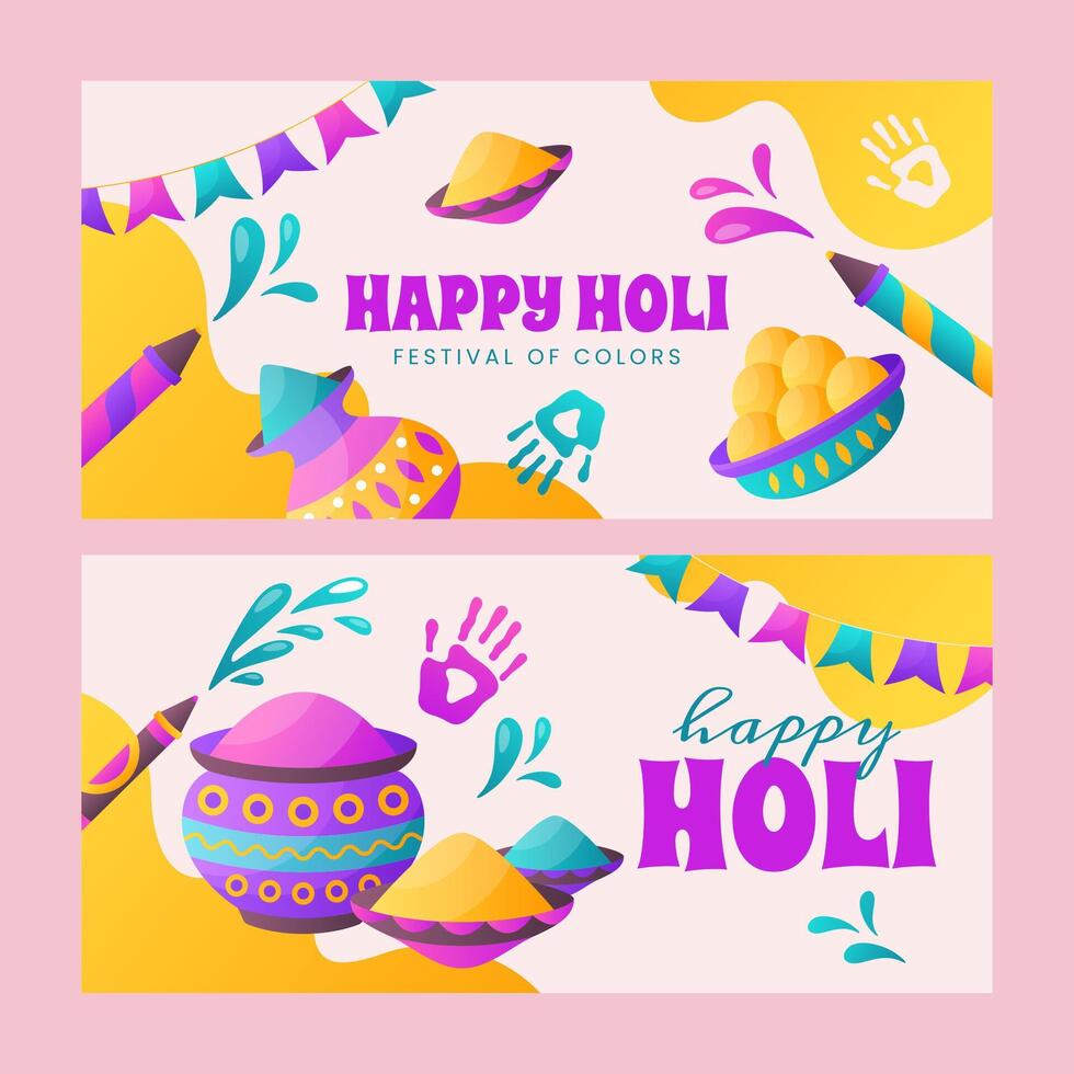 Set of two horizontal banner template vector