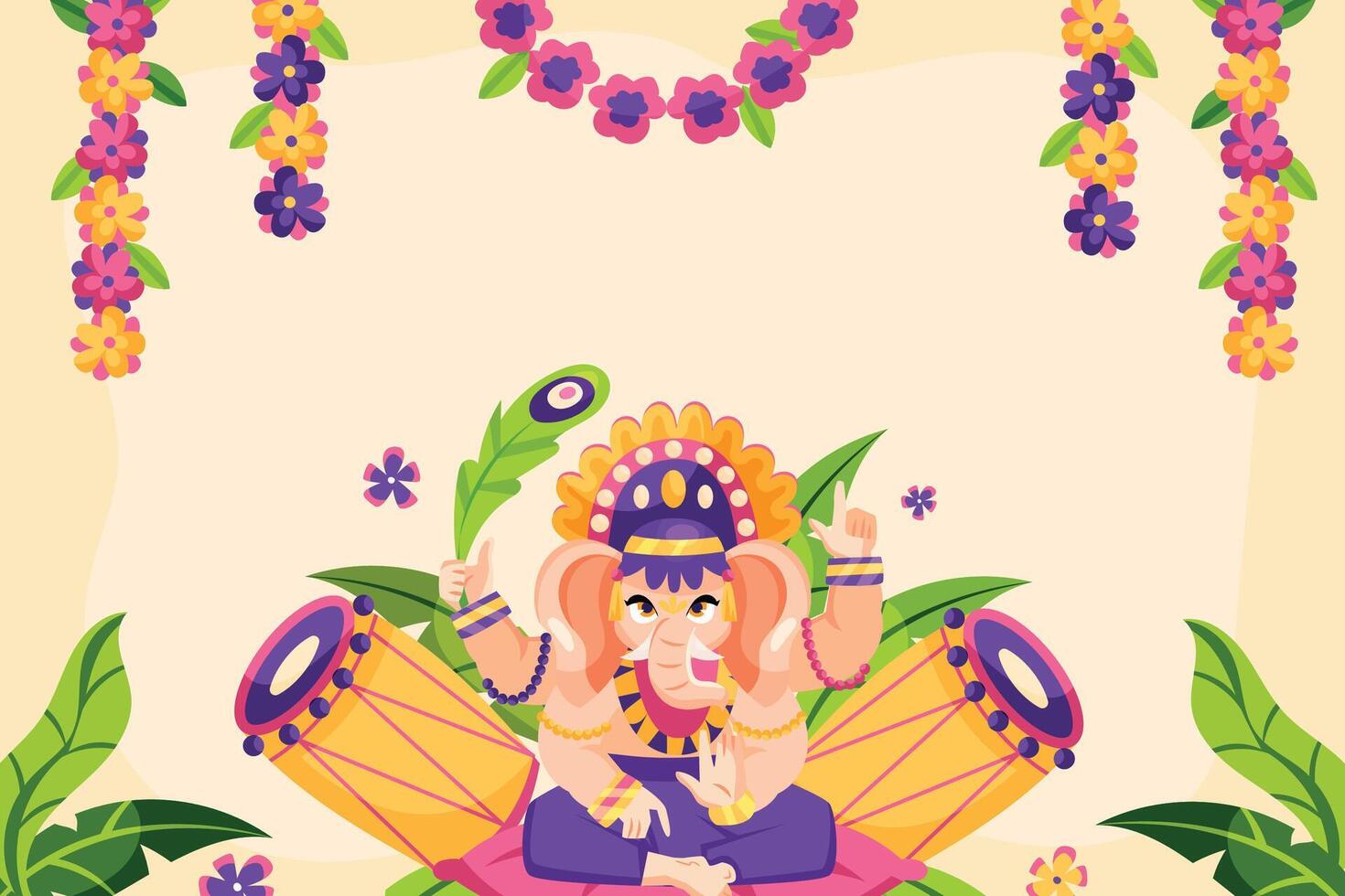 Ganesh Chaturthi illustration in flat style vector