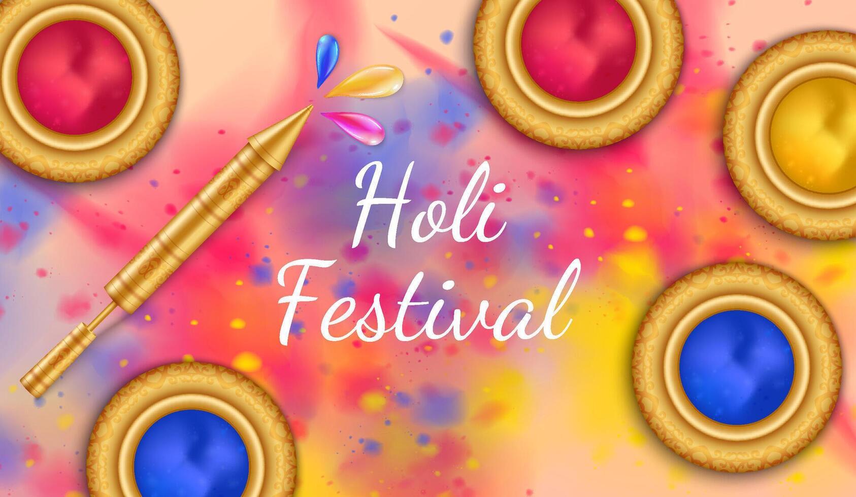 Realistic Holi Festival banner horizontal vector