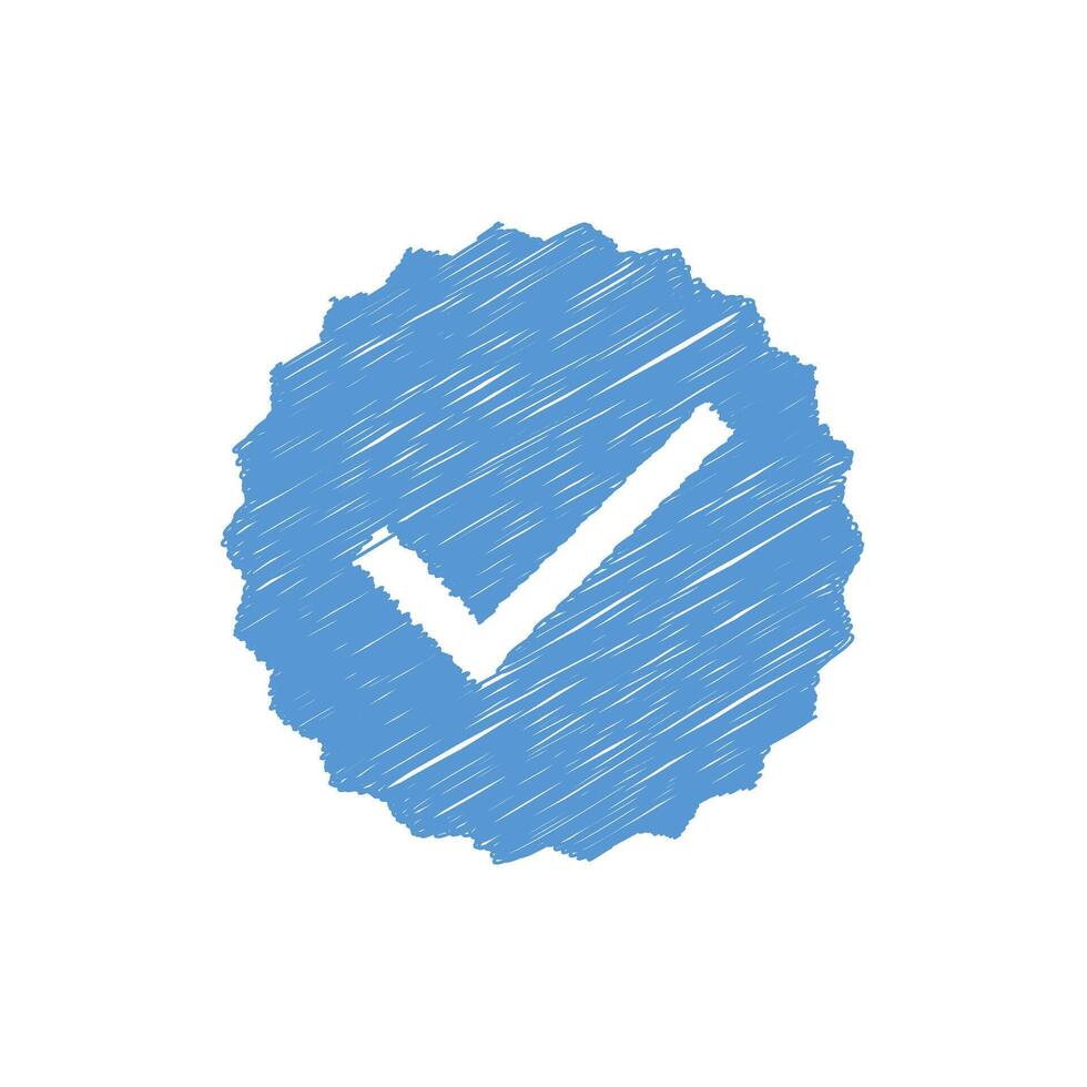 Blue verification scribble hand drawn design. illustration vector