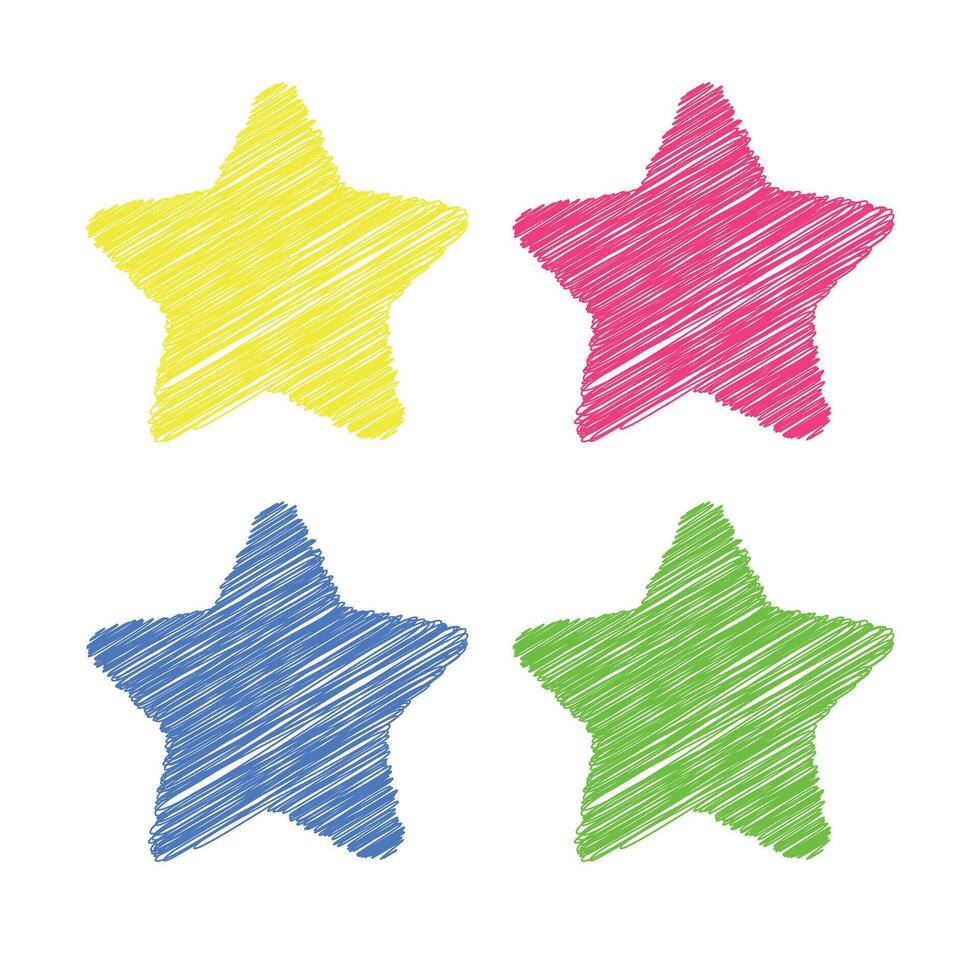 Basic stars scribble hand drawn design collection set. vector