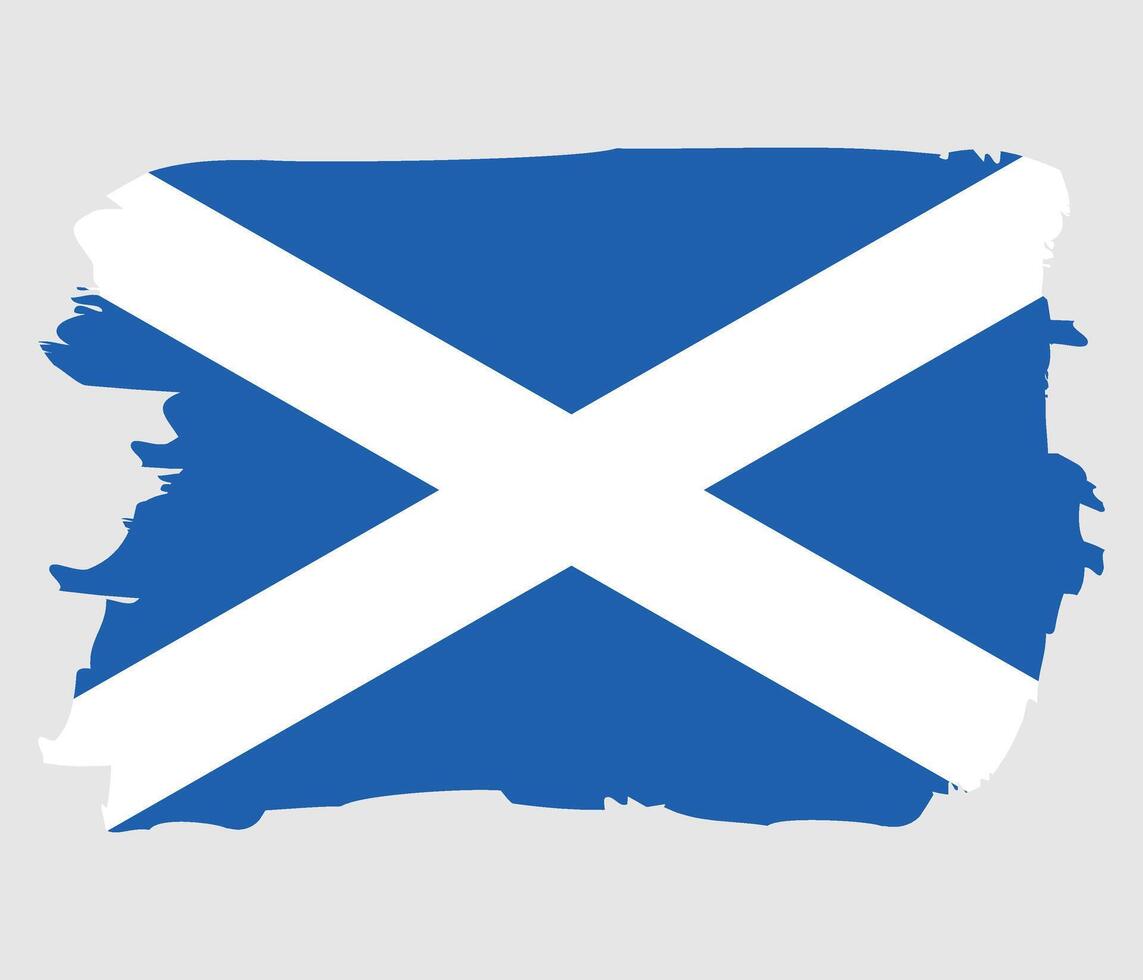 Flag of Scotland, Scottish flag with brush stroke shape. illustration design vector