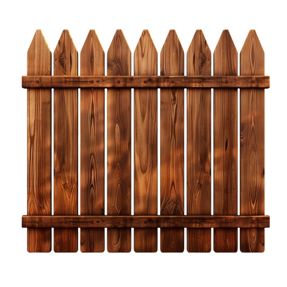 Rustic wooden fence isolated on transparent background png