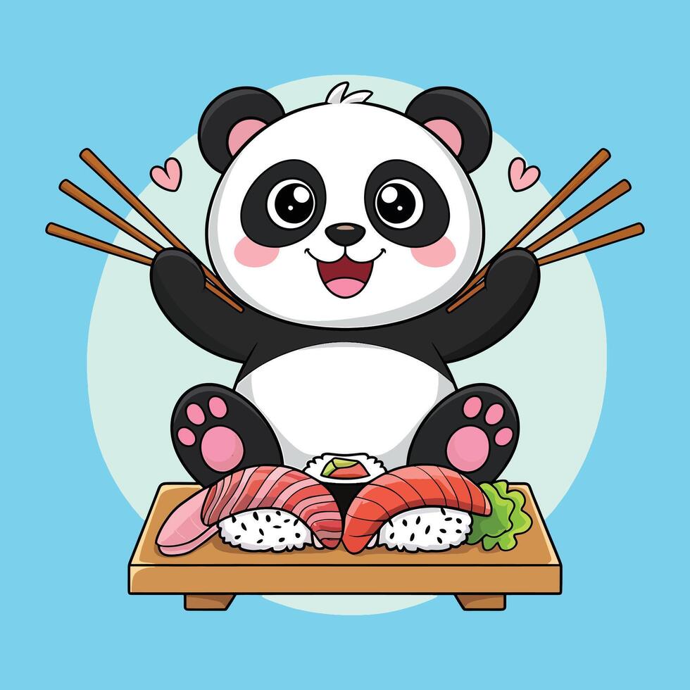 Adorable Cartoon Panda Bear Sitting on the Ground with a Playful Expression in a Peaceful Outdoor Setting vector
